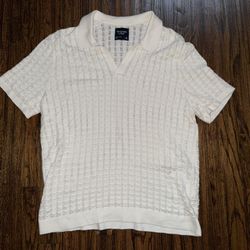 Abercrombie & Fitch Knit Sweater Polo Shirt - Beige Cream - Size Medium