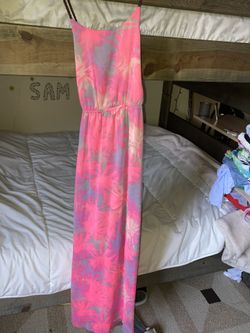 Pink tropical long dress