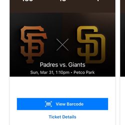 OPENING WEEKEND: Padres Vs Giants SUNDAY 