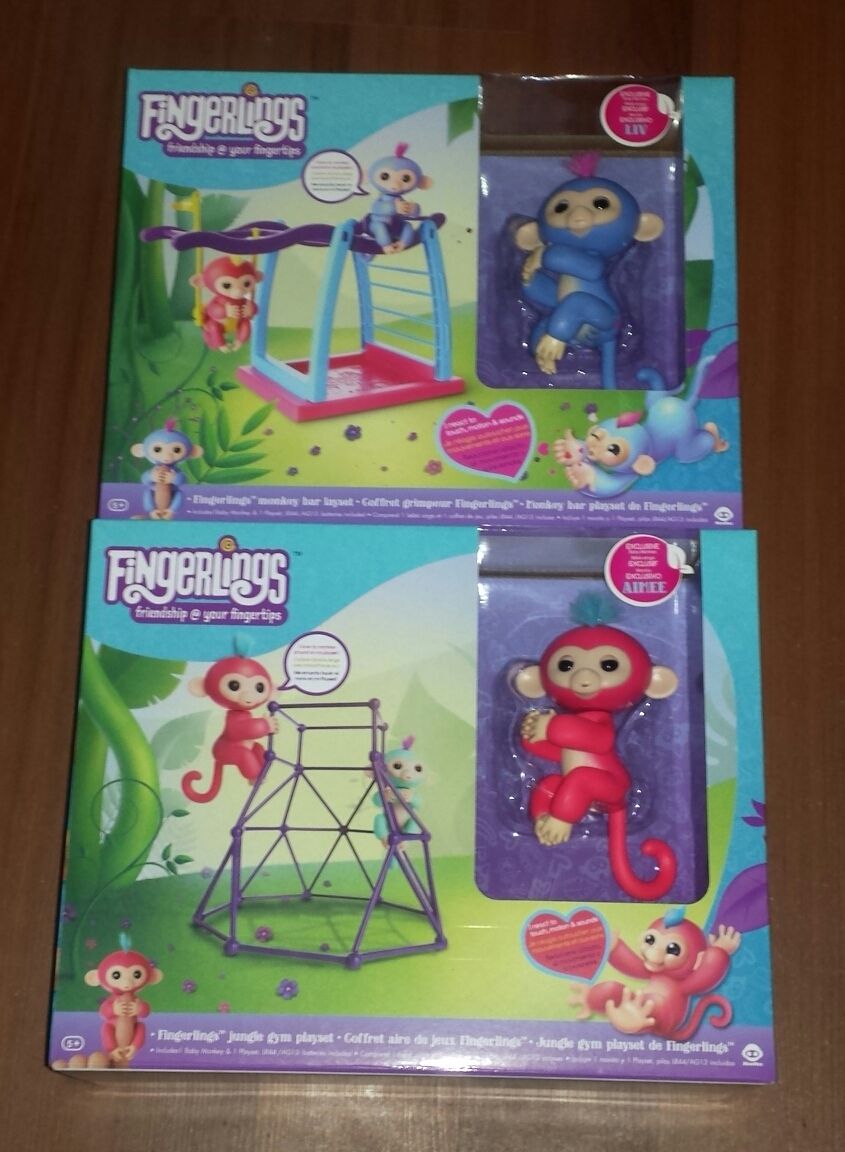 FINGERLINGS JUNGLE GYM PLAYSET + MONKEY BAR LAYSET + TOYS R US EXCLUSIVE GIGI