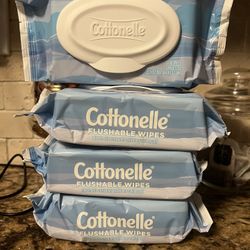 set of 4 cottonelle flushable wipes•56ct/pk•all for $10