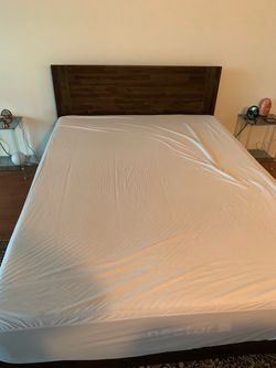 Queen Bed Frame with Wood Headboard