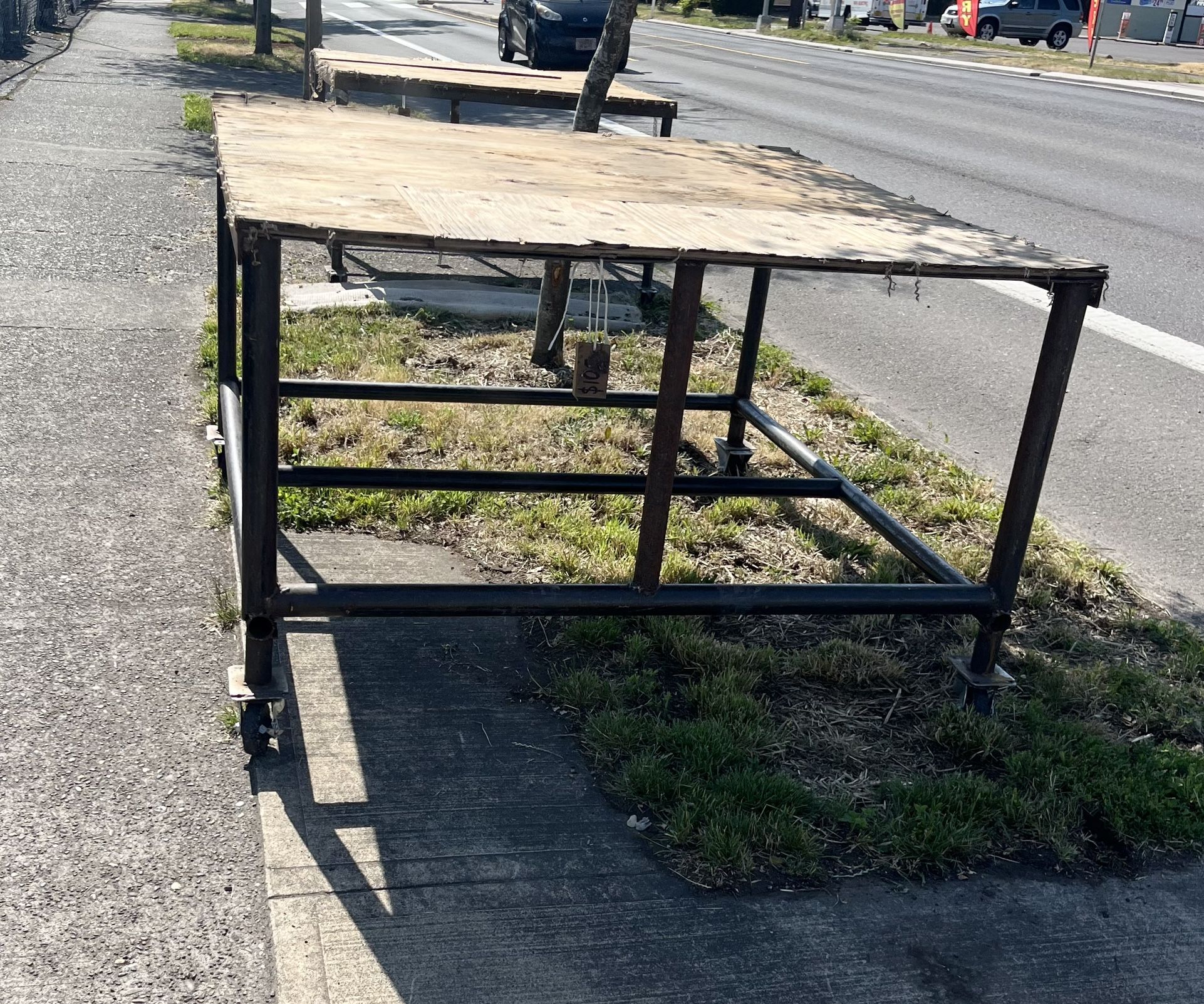 Steel Framed Shop Tables on Castors