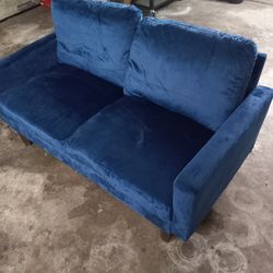 Hybition Velvet Sofa Modern Couch with Wooden Legs for Living Room,Office-Spaceblue