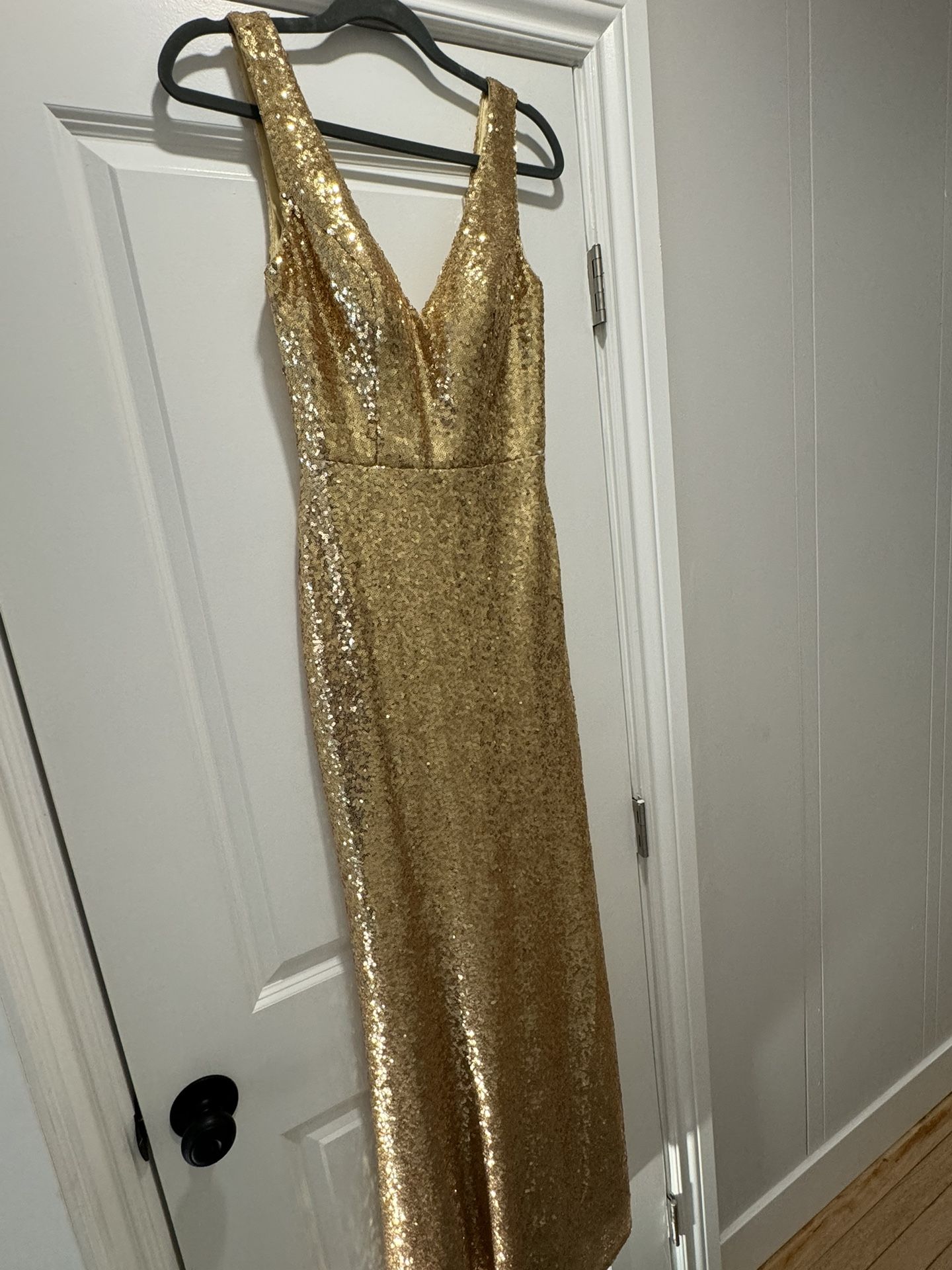 Gold Sequence Bridesmaid Dress