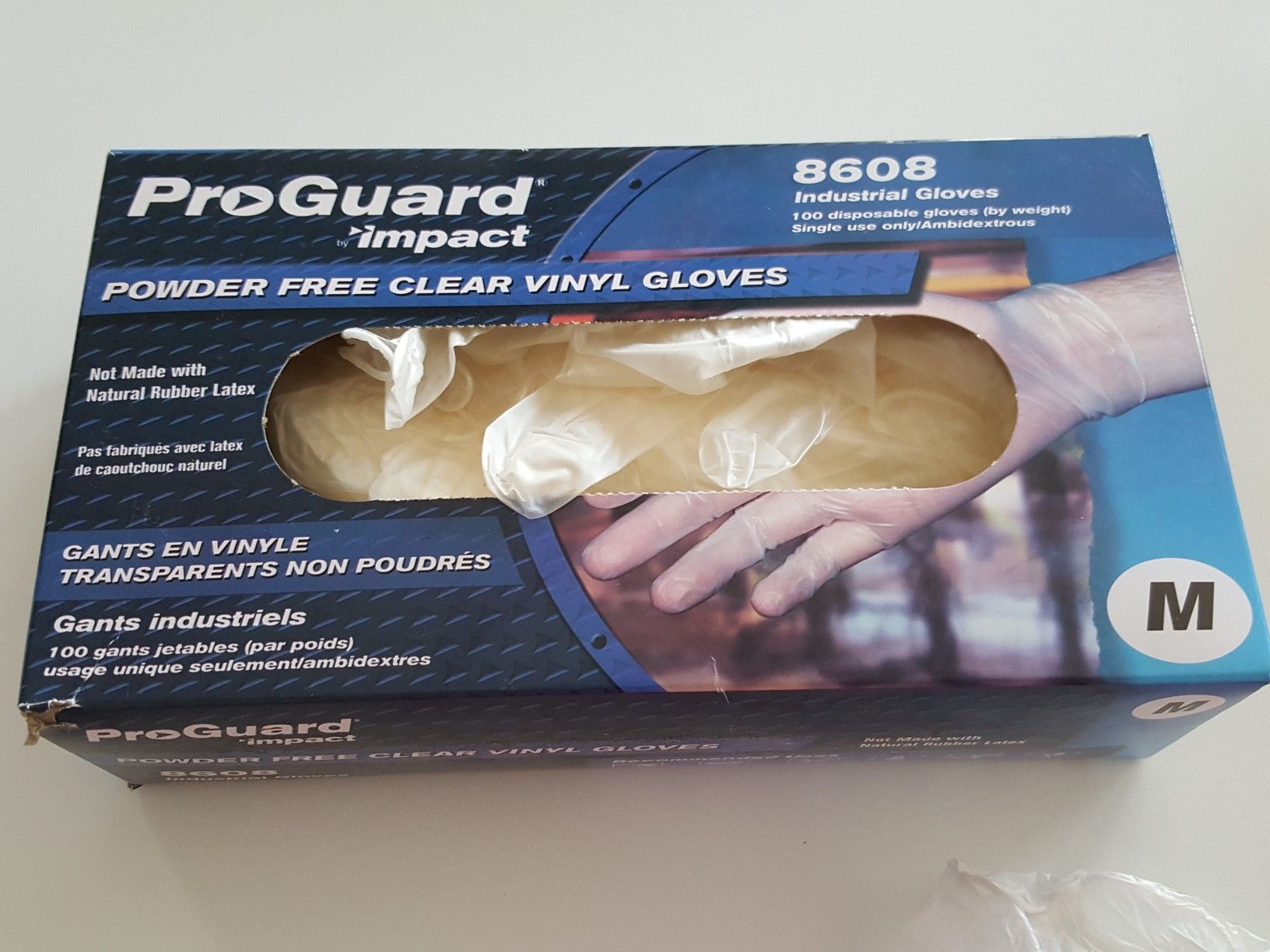 Limited.2 med, 2 large left! .NEW..Pro Guard by Impact, powder free clear vinyl gloves.