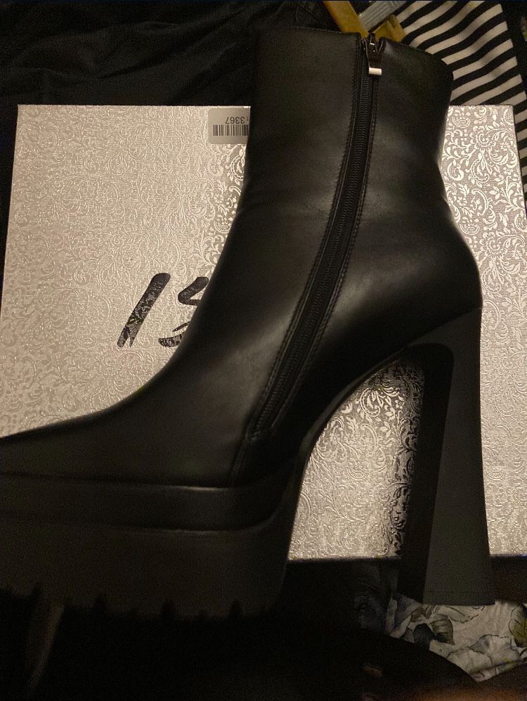 ISNOM Black Heel boots Women’s 