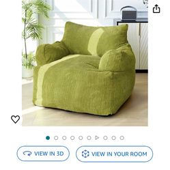 MAXYOYO Giant Bean Bag Chair, Stuffed Bean Bag Couch with Filler Large Living Room Bean Bag Chair for Adults, Big Lazy Sofa Accent Chair with Pocket F