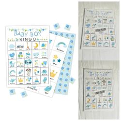 Baby Boys Bingo Game for Baby Shower Games, Gender Reveal Party Supplies, for 24 count