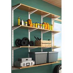 Gray Shelving With White Brackets And Hardware