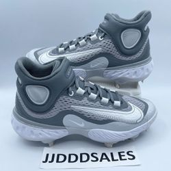 Nike Alpha Huarache Elite 4 Mid Baseball Cleats Gray DJ6520-012 Men's Sizes