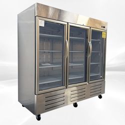 3 GlassDoor Stainless Steel Commercial Refrigerator NSF CD-84RG