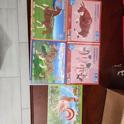 Set Of 5. Wood 3D Puzzles 