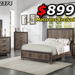 4pcs King Size Bedroom Set W. Ortho Mattress Included
