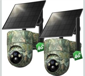 LIWAN Cellular Trail Camera 2 Pack, 4G LTE SIM Card Included, Solar Game Cellular Camera,
