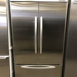 Kitchen Aid 42”Wide Built In Stainless Steel French Style Refrigerator 