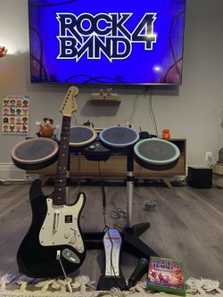 Xbox Series/One Rock Band 4 Drums Guitar Mic wireless Band Bundle complete game