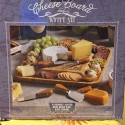Cheese Board With Built- In Stainless Steel Knives Set
