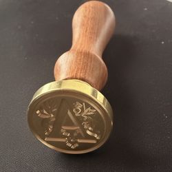 Wax Seal Stamp – Letter [A] Monogram | Brass & Wood Handle | Vintage Stationery Tool