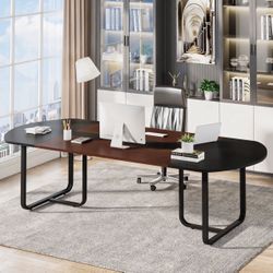 Tribesigns 70.86" Oval Executive Desk, Modern Computer Meeting Table for Home Office or 70.86" Oval Dining Table, Modern Kitchen Table for for 6-8 Peo