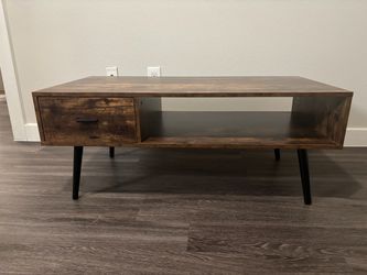 Rustic  Coffee Table with Drawer and Shelf
