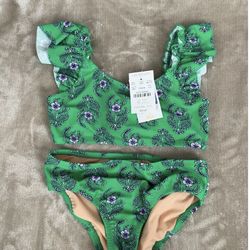 Crew Cuts 2-piece Swimsuit Girl’s 4-5 UPF 50+ Green