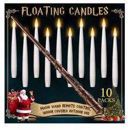 Flameless LED Taper Candles Magic Hanging Candles, Battery Operated with Remote, for Halloween Decorations, Bedroom, Window, Party, Christmas
