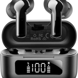 Hybrid Active Noise Cancelling Wireless Earbuds with 6 Mics AI Clear Call Ear Buds 55H Playtime with LED Display 32 Preset EQs via APP Bluetooth 5.3 I