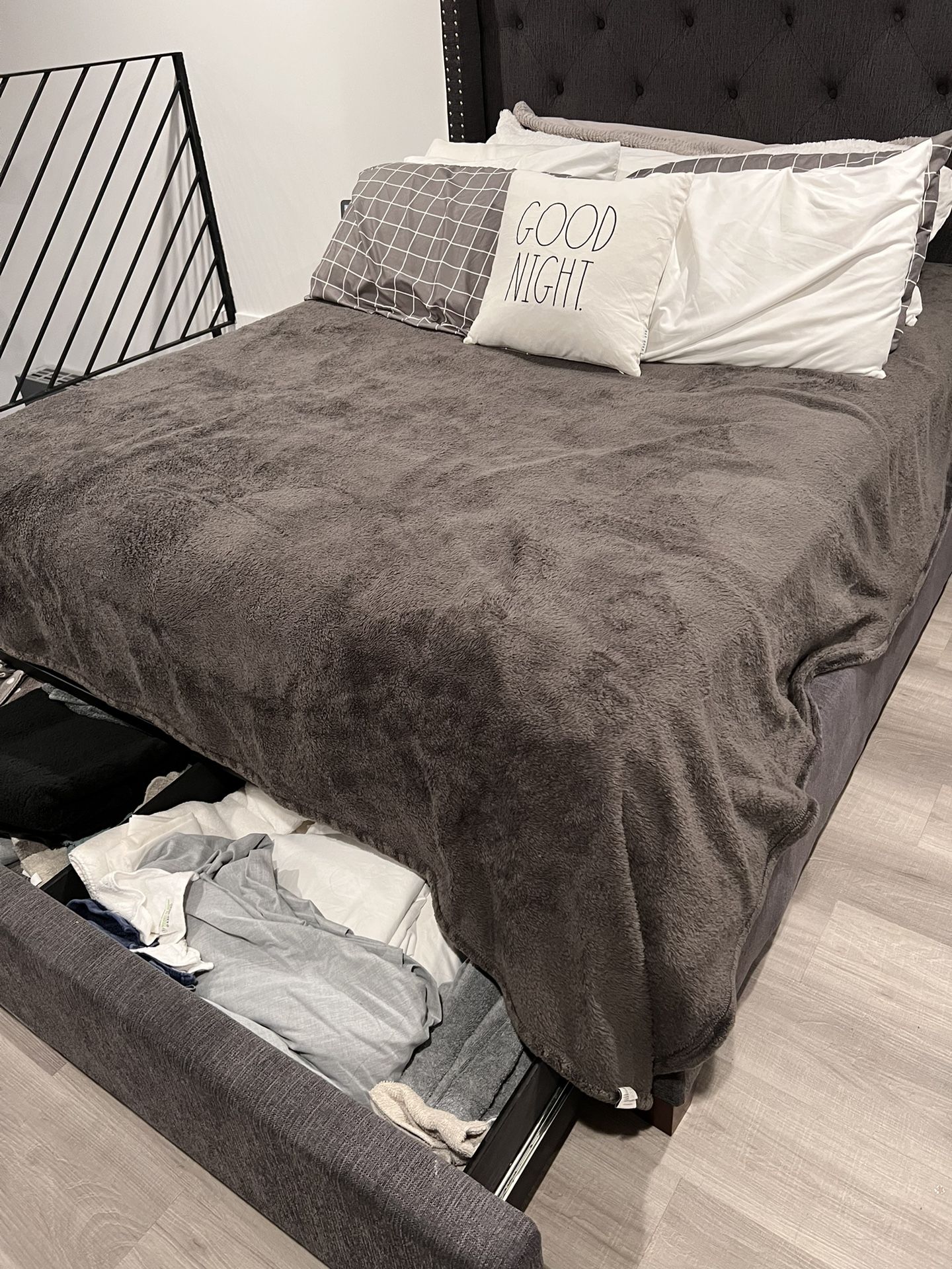 Queen Size Bed. Mattress Included. Bed Frame Has Draw For Storage.