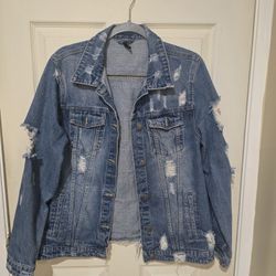 💥Sale! Like new!Unisex Denim AMERICAN BAZI ,Medium,Jacket distressed tour, with City Patches ( reseda ca)