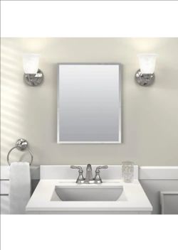 Glacier Bay 16 in. W x 20 in. H lRectangular Recessed or Surface Mount Frameless Beveled Mirror