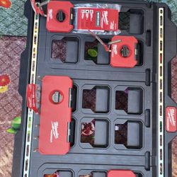 Milwaukee
20 in. x 30.75 in. Wall Plate  with  4-straigh hook tool holder  and   (1)-packout 7 in hook rack tool holder