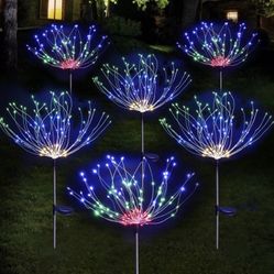 LORRYTE 6-Pack Solar Garden Lights Outdoor Decorations, 540 LED Solar Firework Lights with 2 Modes, String Lights Solar Xmas Lights Outdoor for Pathwa