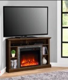 Corner TV table with electric fire place