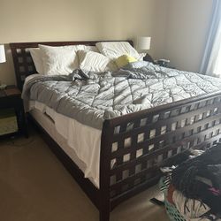 KING BED FRAME AND DRAWER SET. 