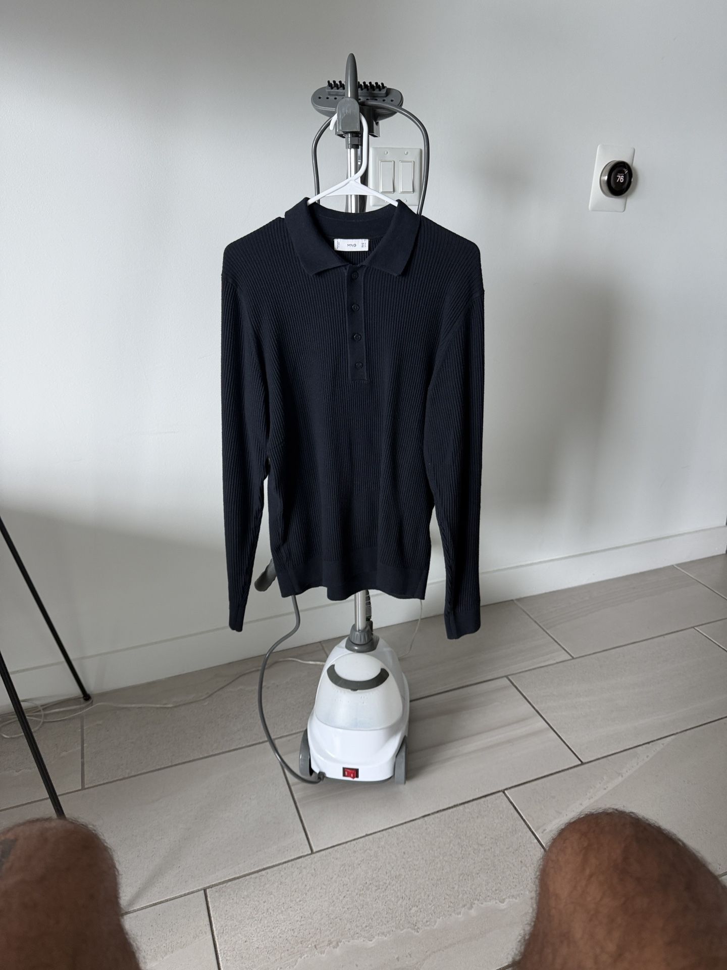 Mango Men Navy Polo Long Sleeves