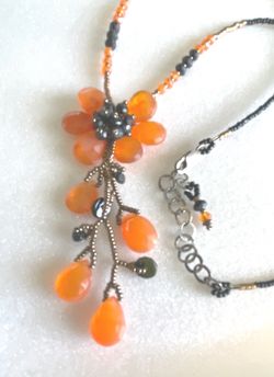Silver & Carnelian Necklace 9 Inches