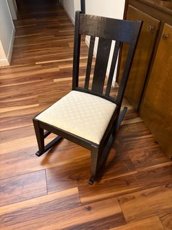 Dark Wood Rocking Chair with Upholstered Seat