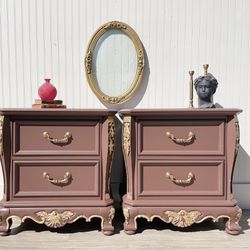 Large Newly Refinished French-inspired nightstands! 🌿 Bedside tables! 