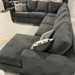 Pitt 4pc Dark Gray Sectional,  Couch Livingroom Sofa Holiday Furniture 