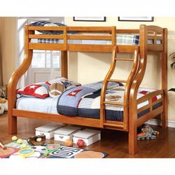New! Oak Twin Over Full Bunk Bed ($39 Down) NO CREDIT CHECK FINANCING
