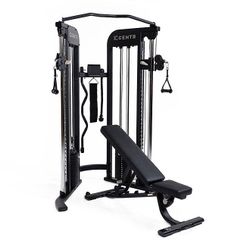 Full Body Gym Cable Weight Machine With Folding Bench