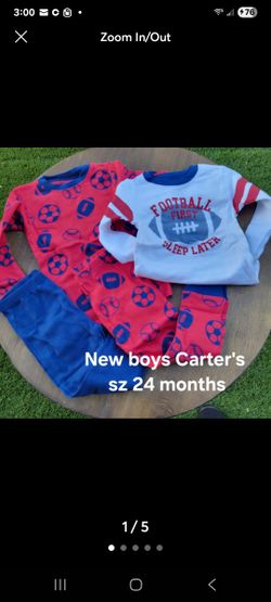 New Boys 24M 24 Mpnths 2 Pairs CARTER'S Pajamas Football Themed