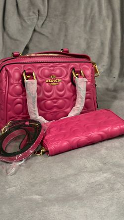 Pink Quilted Signature Satchel with Wallet