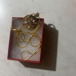 Gold Over Sterling Necklace & Pendant 