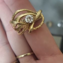Very Large Heavy 14k Gold Diamond Custom Made Ring