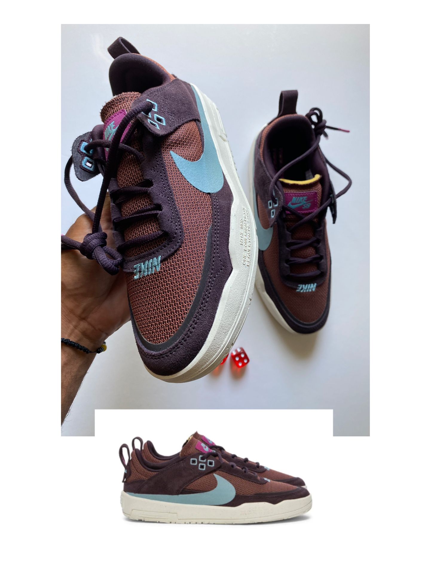 Nike Day One SB GS 'Burgundy Ash Denim Turquoise' GS size 7Y NEW NO BOX!