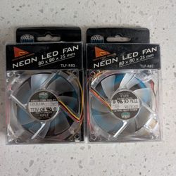 2 New COOLER MASTER Blue Neon LED TLF-R82 80mm computer fan

Case Fan
Fan Size 80mm
Bearing Type Rifle
RPM 2500 RPM
Air Flow 32.11 CFM
Noise Level 25