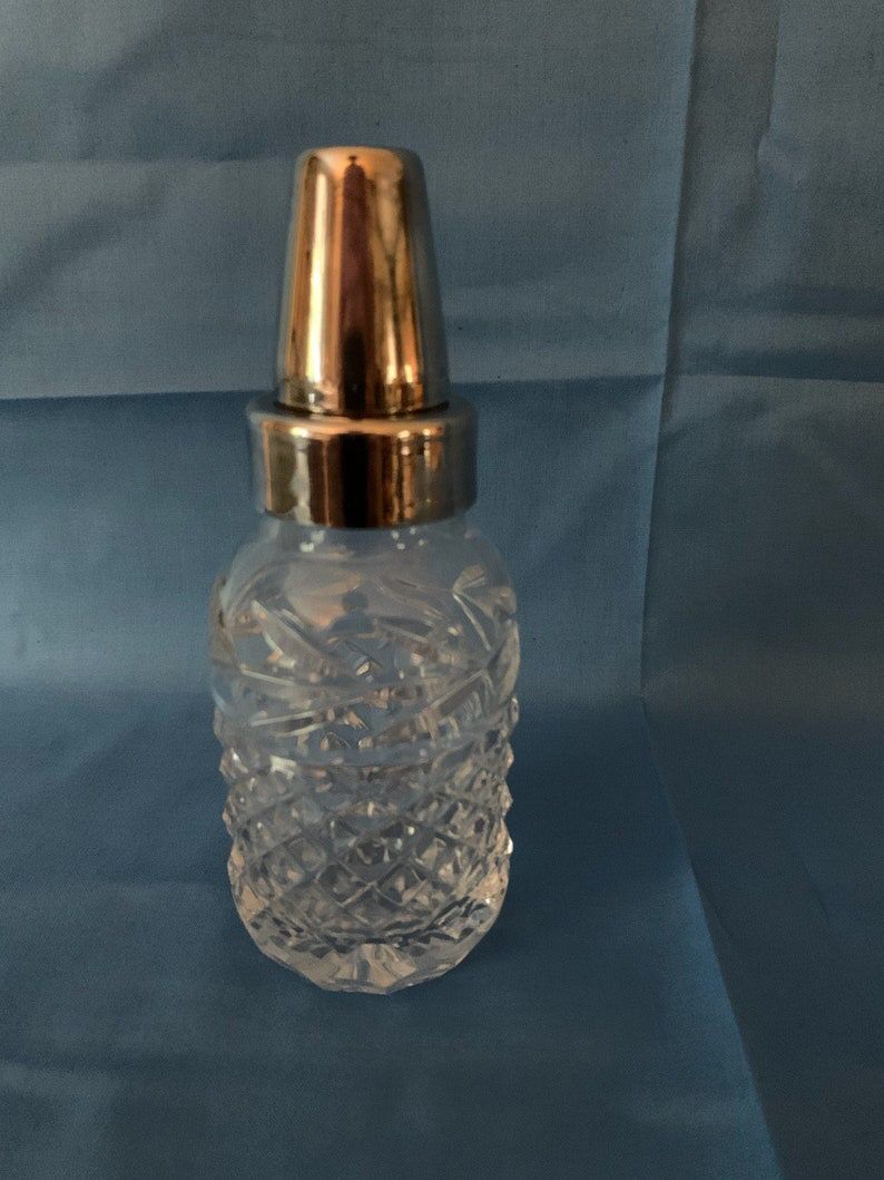 Vintage Waterford Crystal Baby Bottle With Silver Fittings