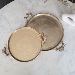 Decorative Gold Round Serving Tray Set (Set of 2)